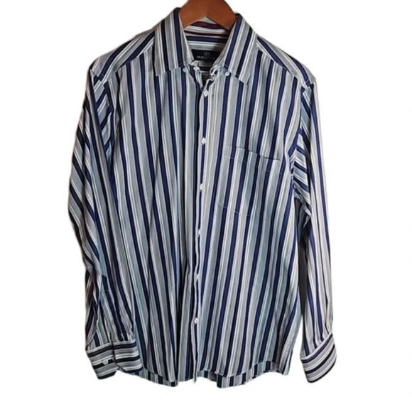 Bugatchi Men's Striped Print Button Down Shirt M Medium - Picture 1 of 9